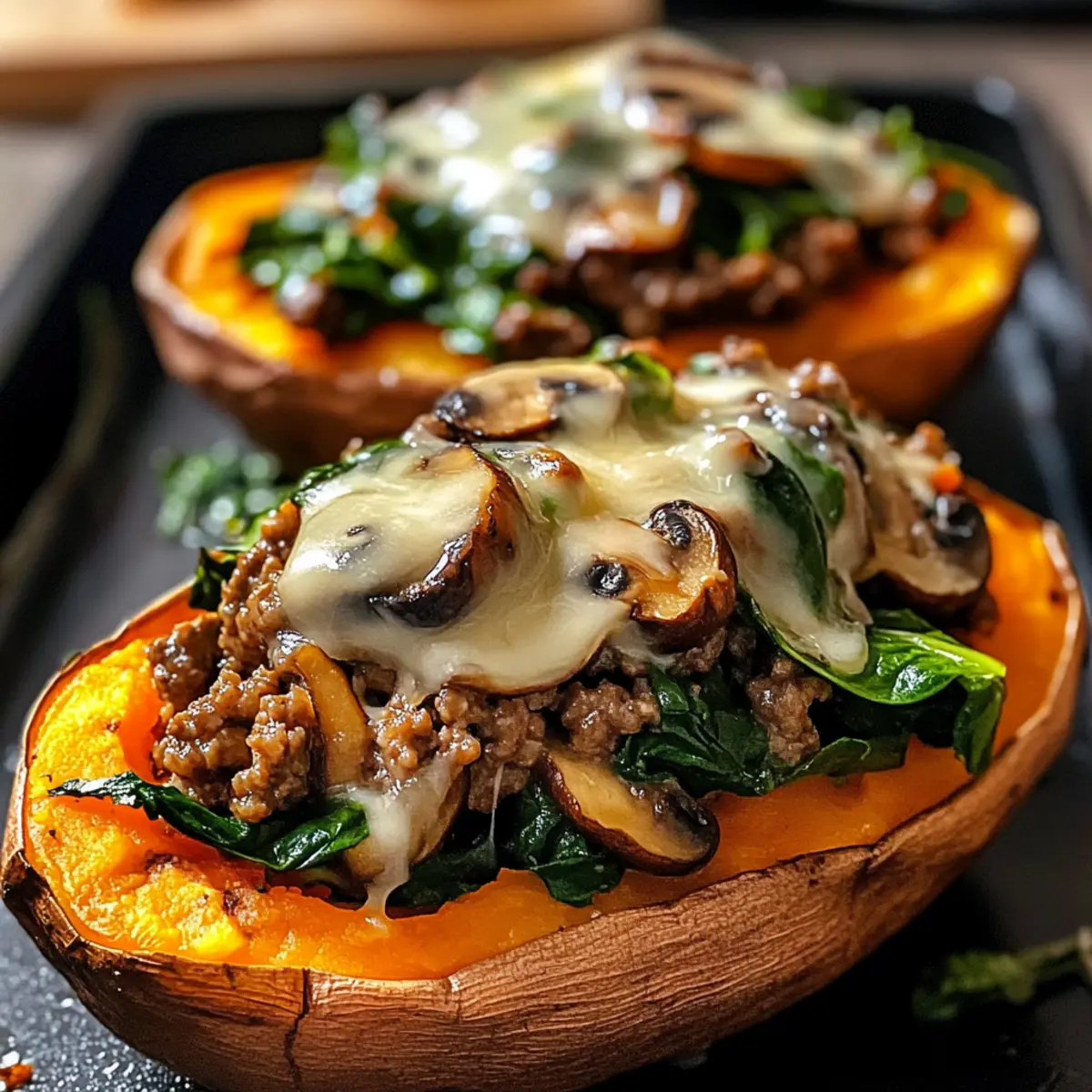 Unglaubliche GefA¼llte SA¼Akartoffeln mit Beef Champignons Spinat okl253